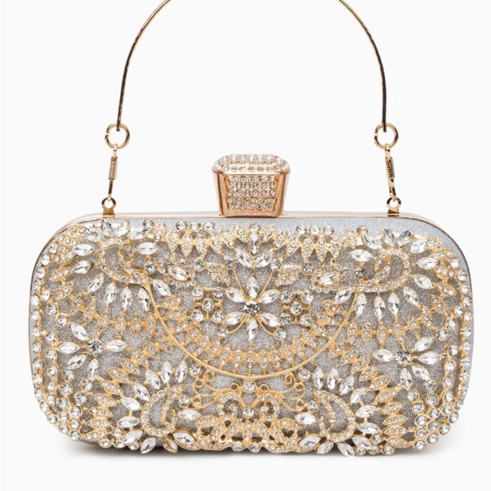 Beautiful silver clutch gold accents - brand new never used